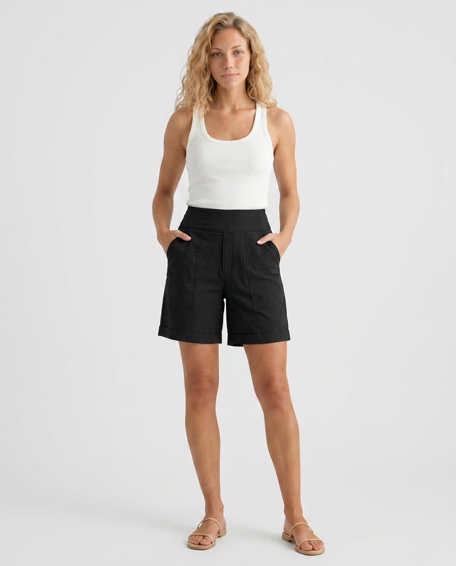Billie | High Waist Straight Leg Shorts with Pockets