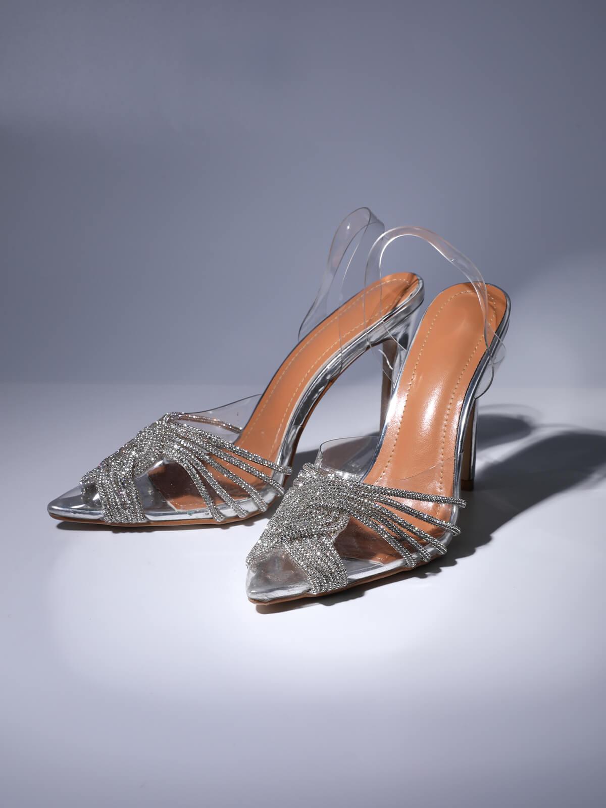 Lumi | Crystal Embellished Silver Sandals