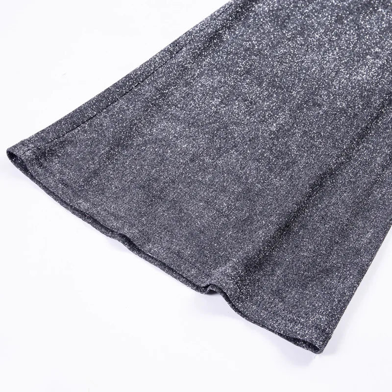 Aubrey | High Waist Glitter Wide Leg Trousers