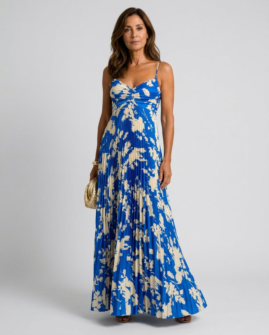 Paloma | Sweetheart Pleated Tie-Dye Maxi Dress