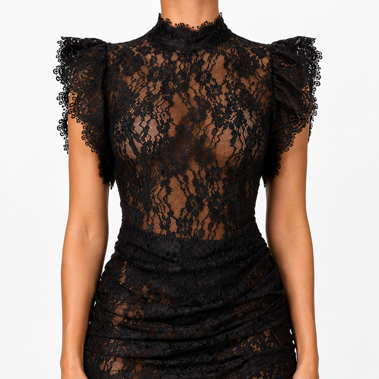 Saskia | Lace High Neck Mini Dress