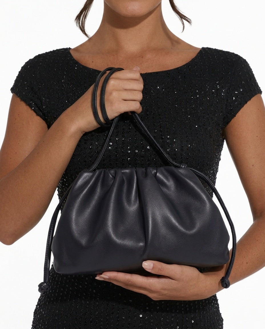 Dumpling Shaped Vegan Leather Crossbody Pouch Bag