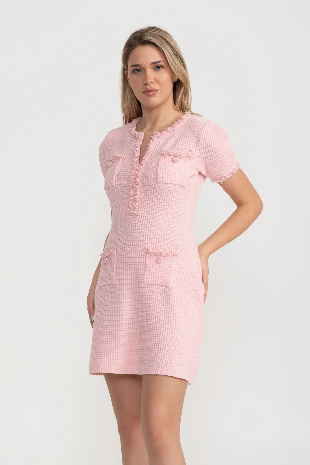 Thea | Buttoned Tweed Mini Dress