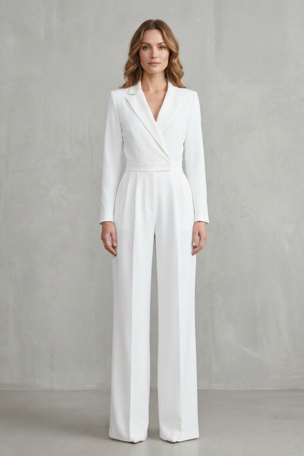 Harlow | Slant-Lapel Wide-Leg Long Sleeve Jumpsuit