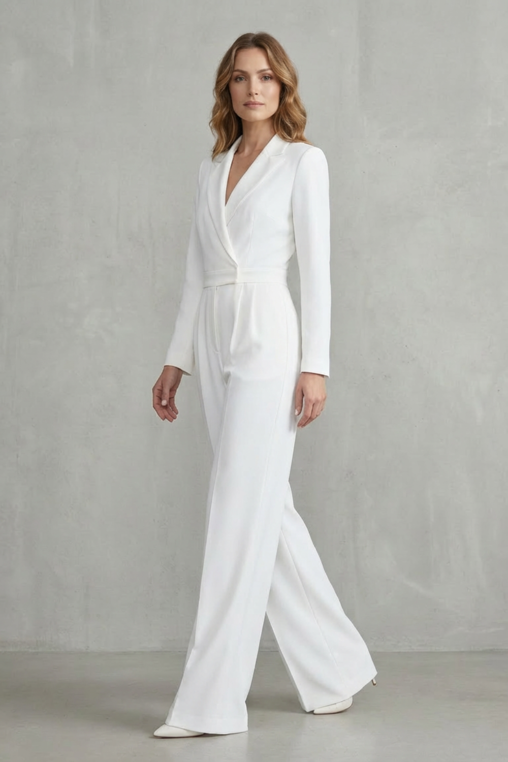 Harlow | Slant-Lapel Wide-Leg Long Sleeve Jumpsuit