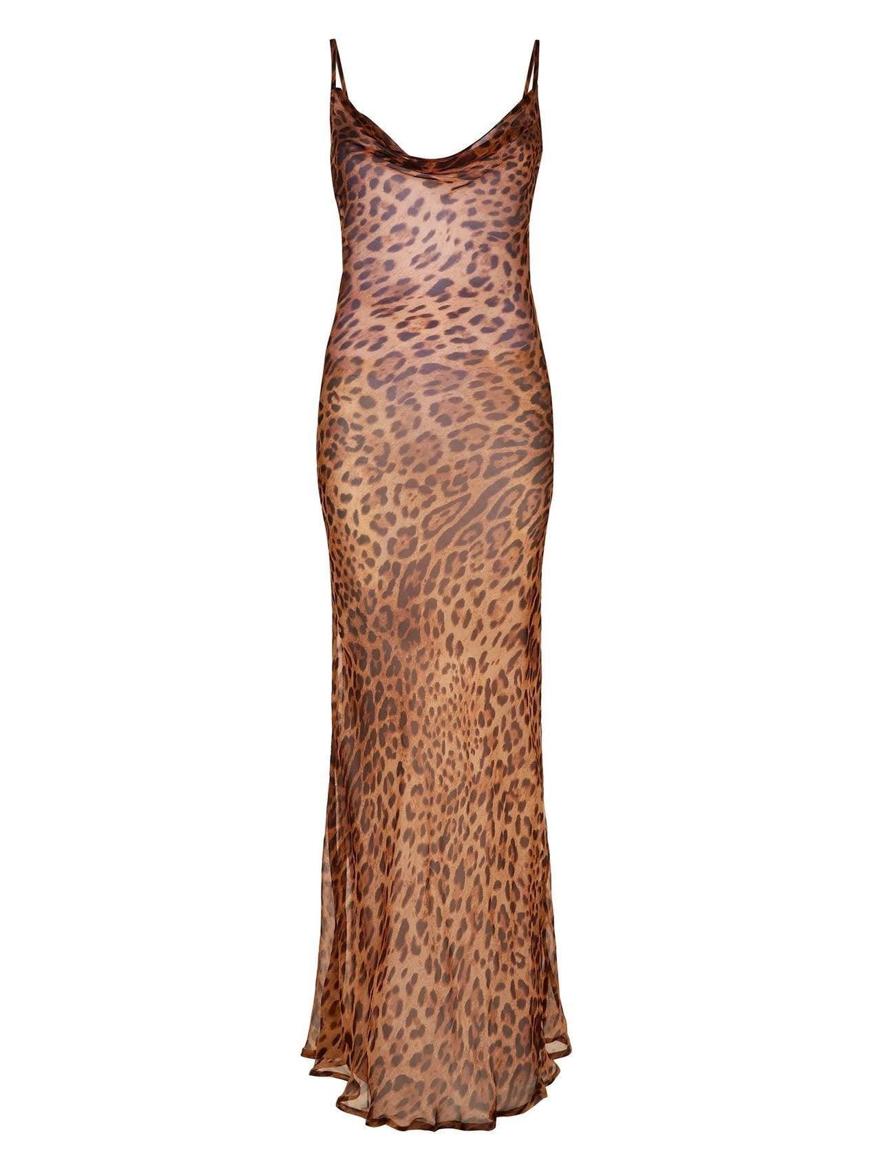 Zanele | Leopard Print Spaghetti Strap Maxi Dress
