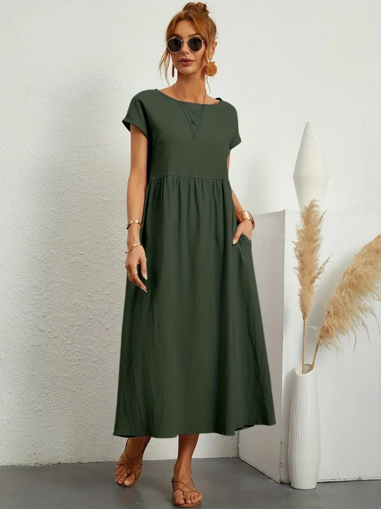 Skylar | Loose Fit Flowy Linen-Blend Maxi Dress