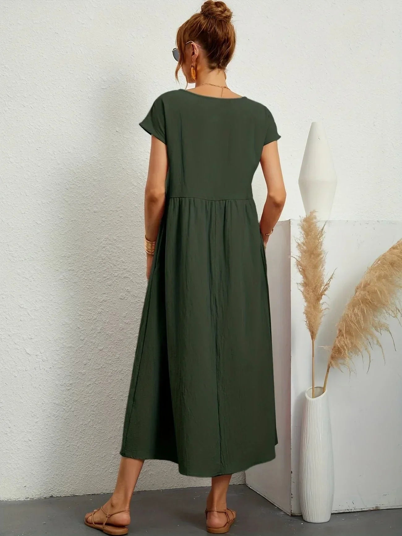 Skylar | Loose Fit Flowy Linen-Blend Maxi Dress
