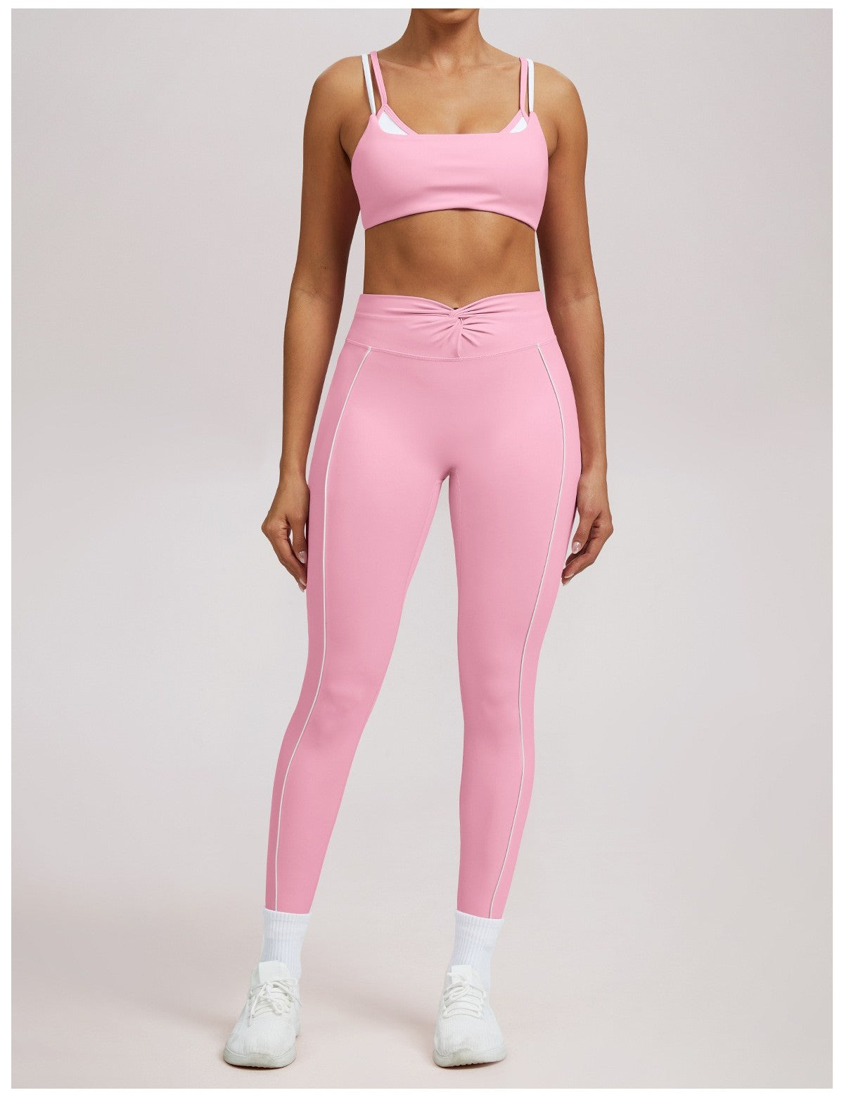 Giselle | High-Waist Contrast Piping Full-Length Leggings