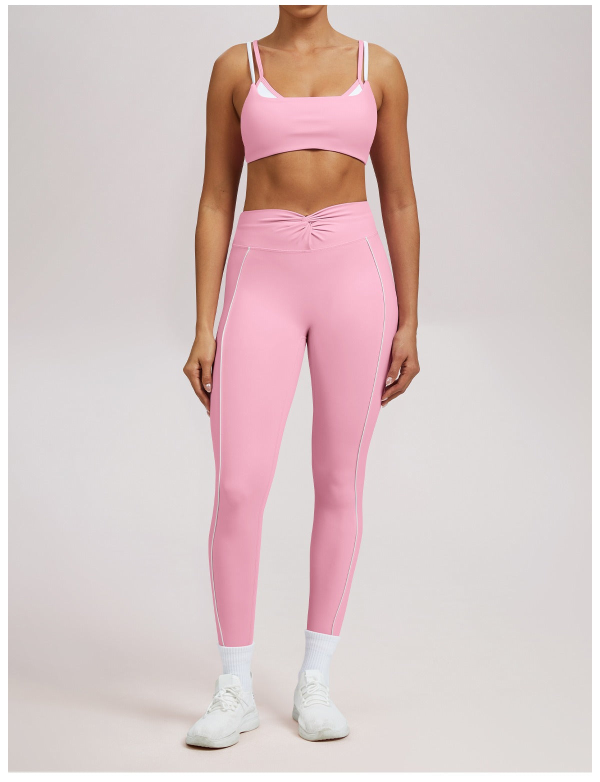 Giselle | High-Waist Contrast Piping Full-Length Leggings
