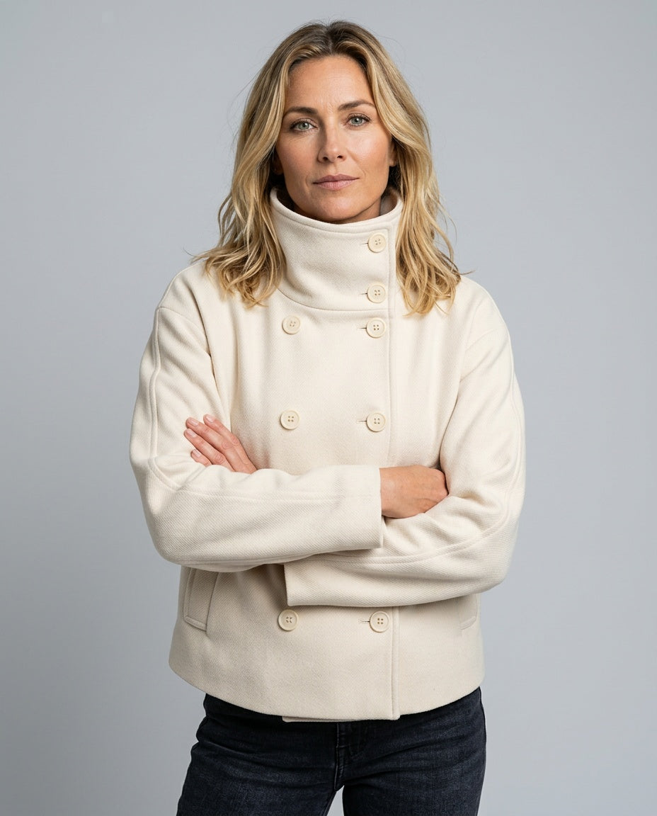 Callista | Double-Breasted Stand Collar Loose Jacket