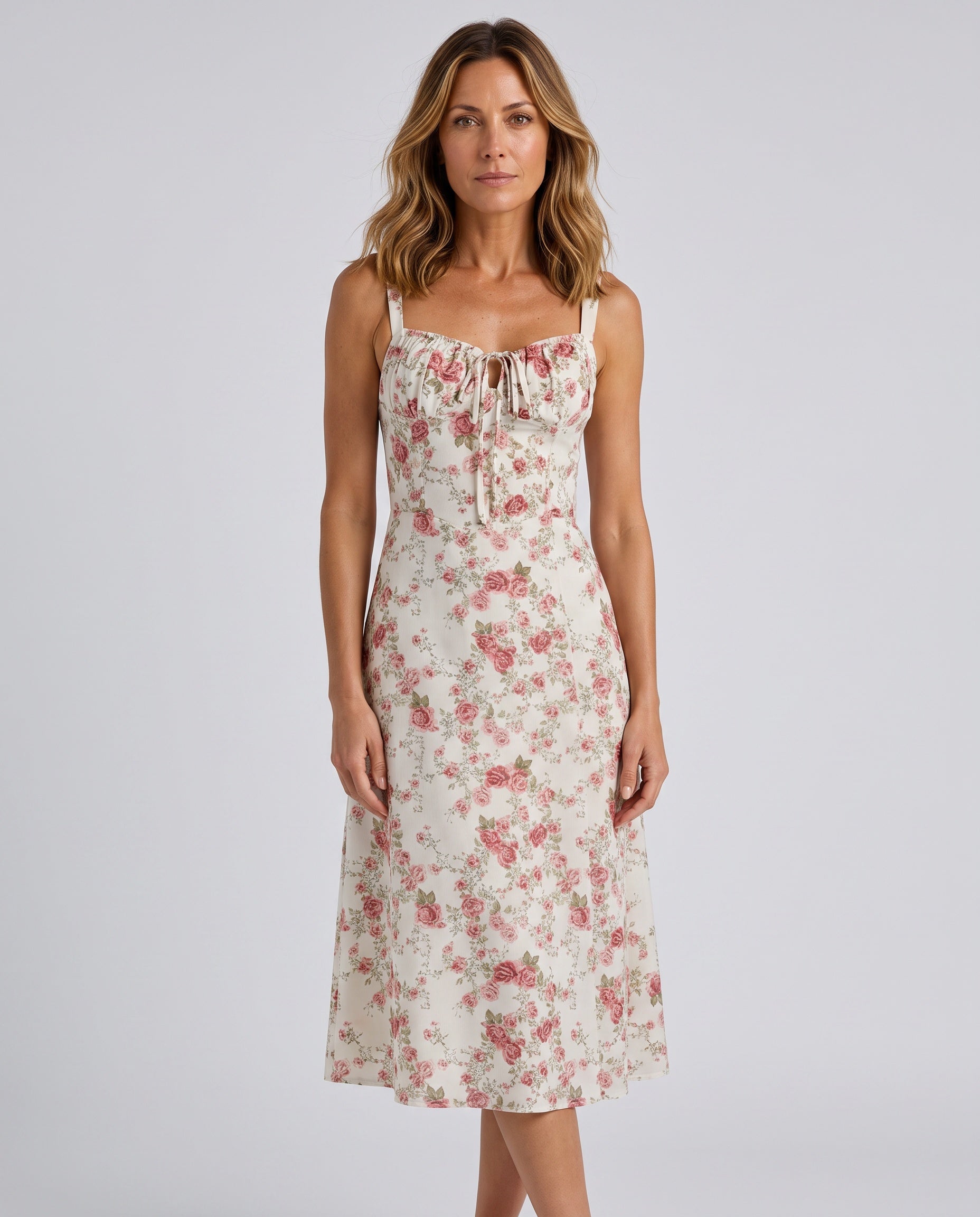 Thea | Fitted Defined-Waist Midi Dress