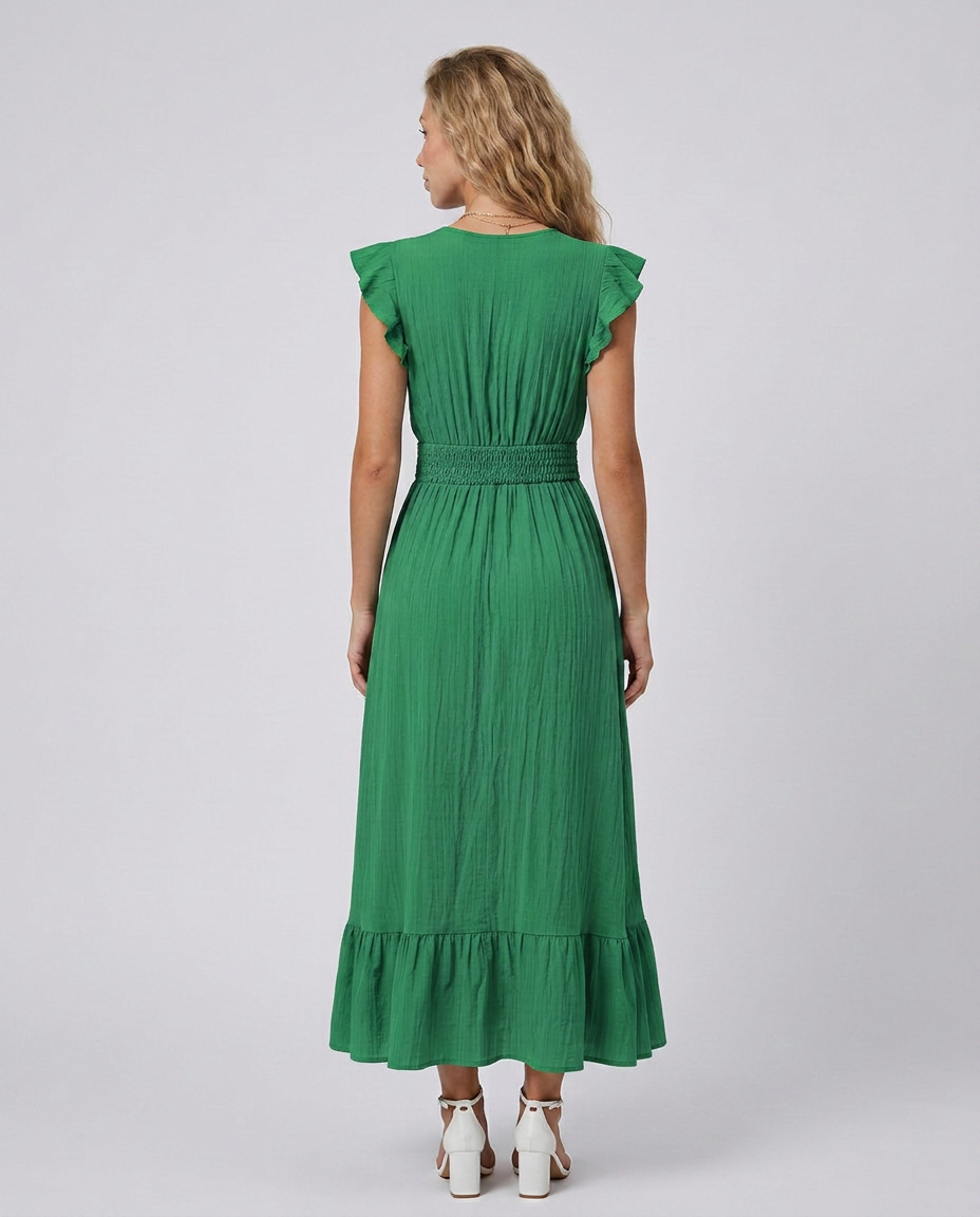 Florentine | Pleated Flutter Sleeve Maxi Dress
