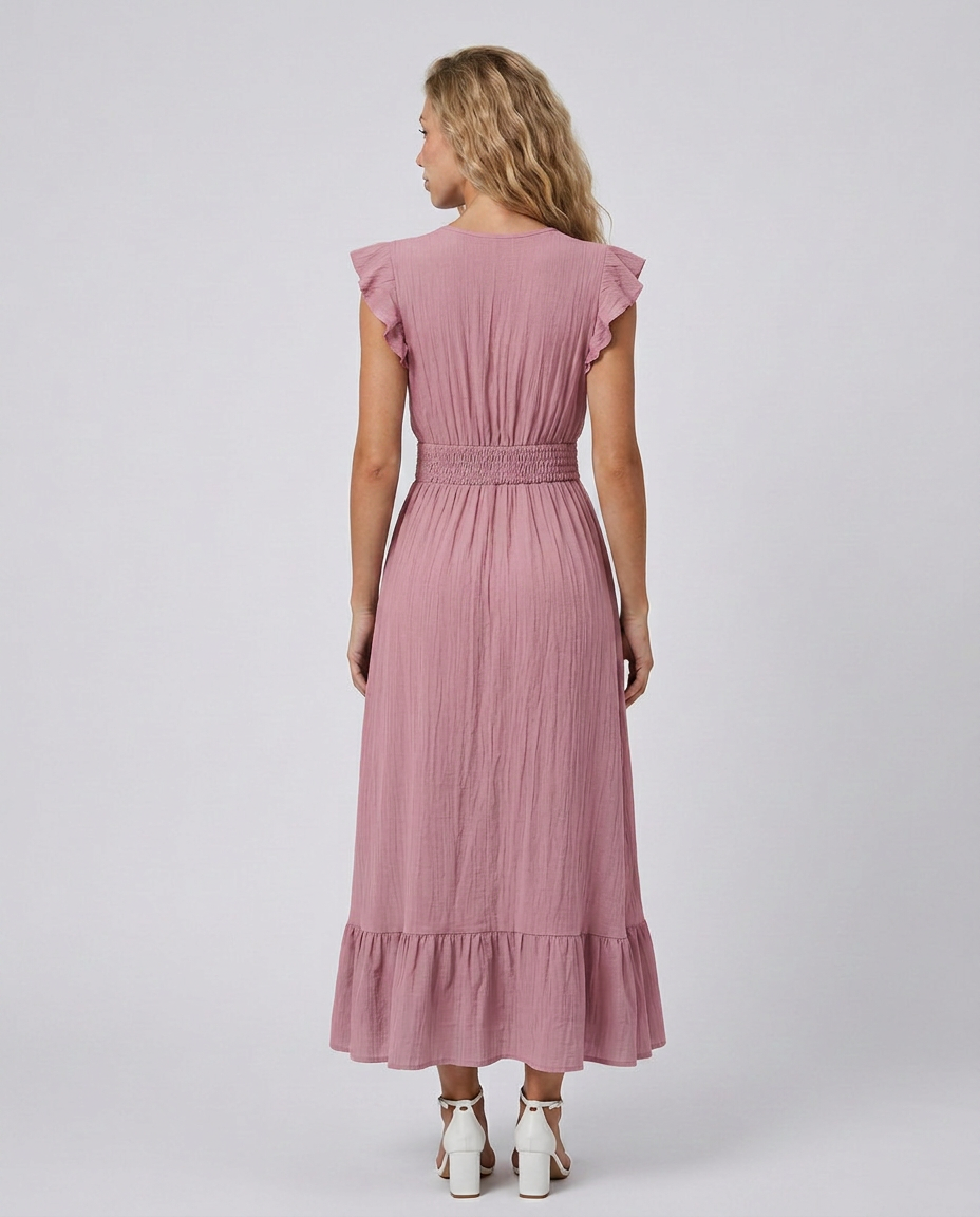 Florentine | Pleated Flutter Sleeve Maxi Dress