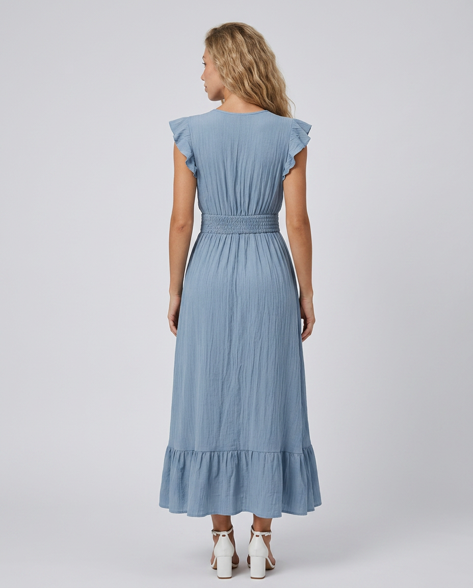 Florentine | Pleated Flutter Sleeve Maxi Dress