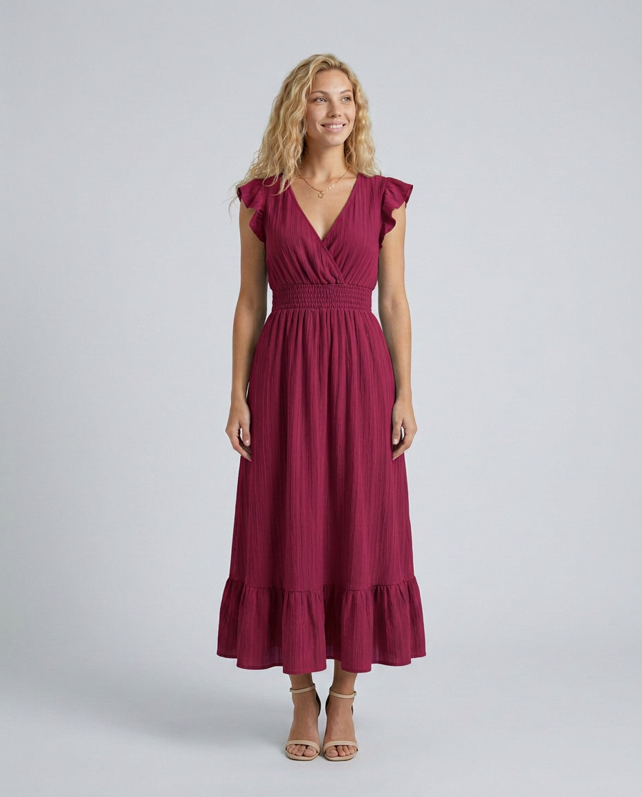 Florentine | Pleated Flutter Sleeve Maxi Dress