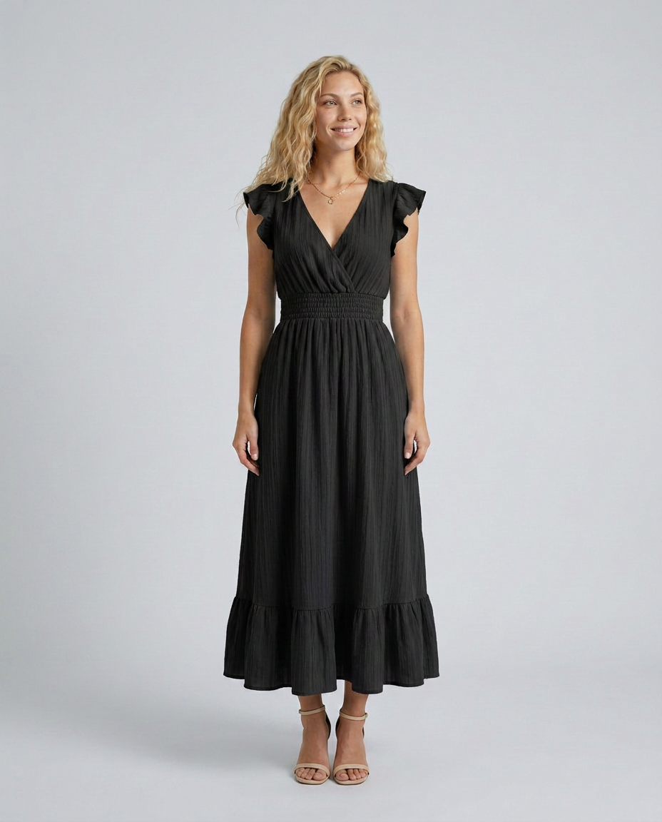 Florentine | Pleated Flutter Sleeve Maxi Dress