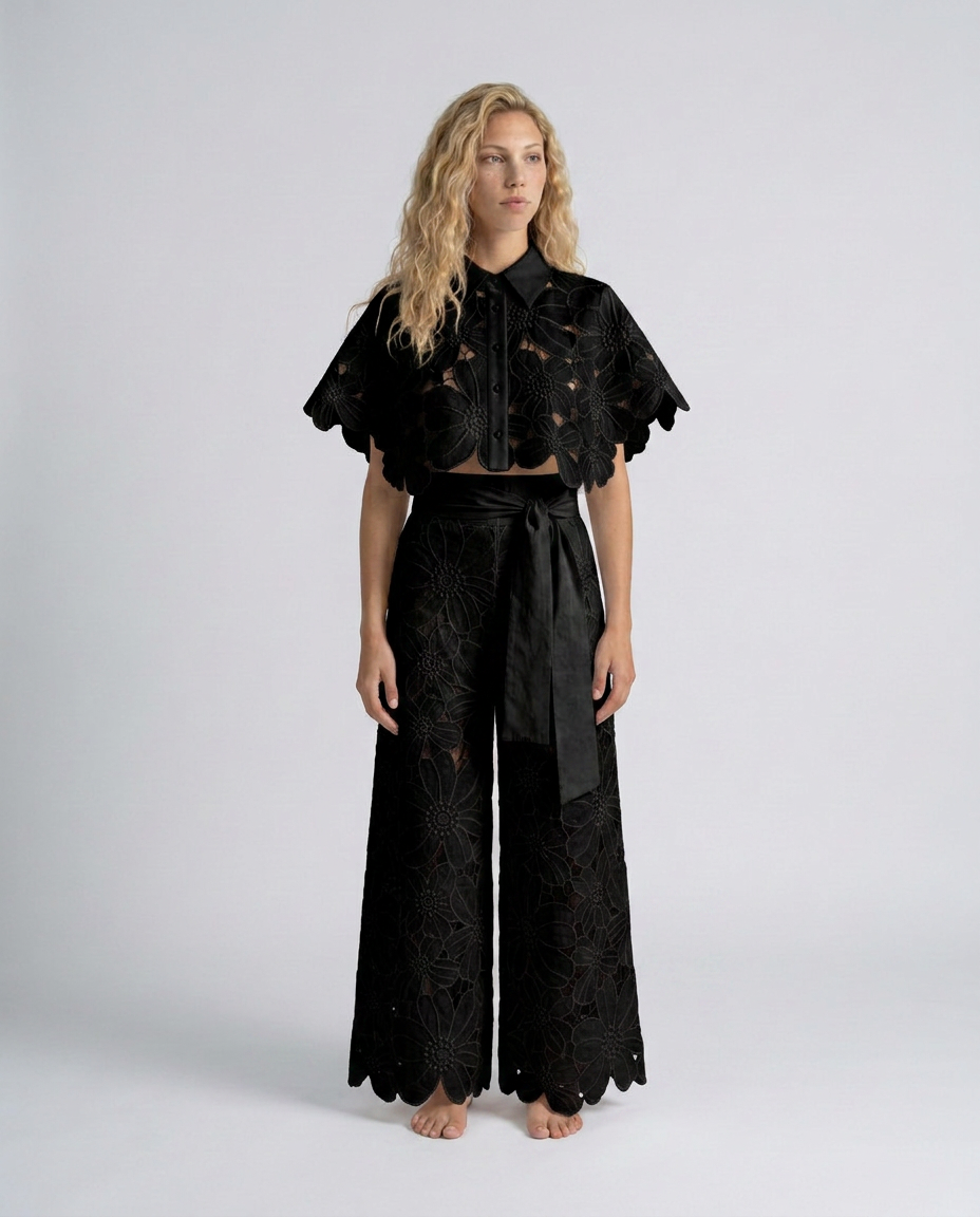 Bellarisse | Embroidered Lace Top & Skirt Set