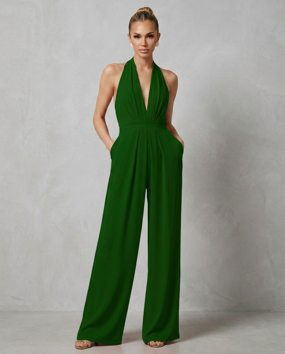 Liv | Backless Halter Wide-Leg Jumpsuit