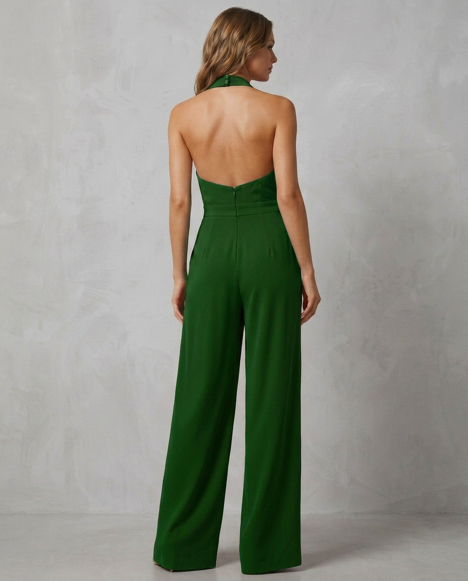Liv | Backless Halter Wide-Leg Jumpsuit