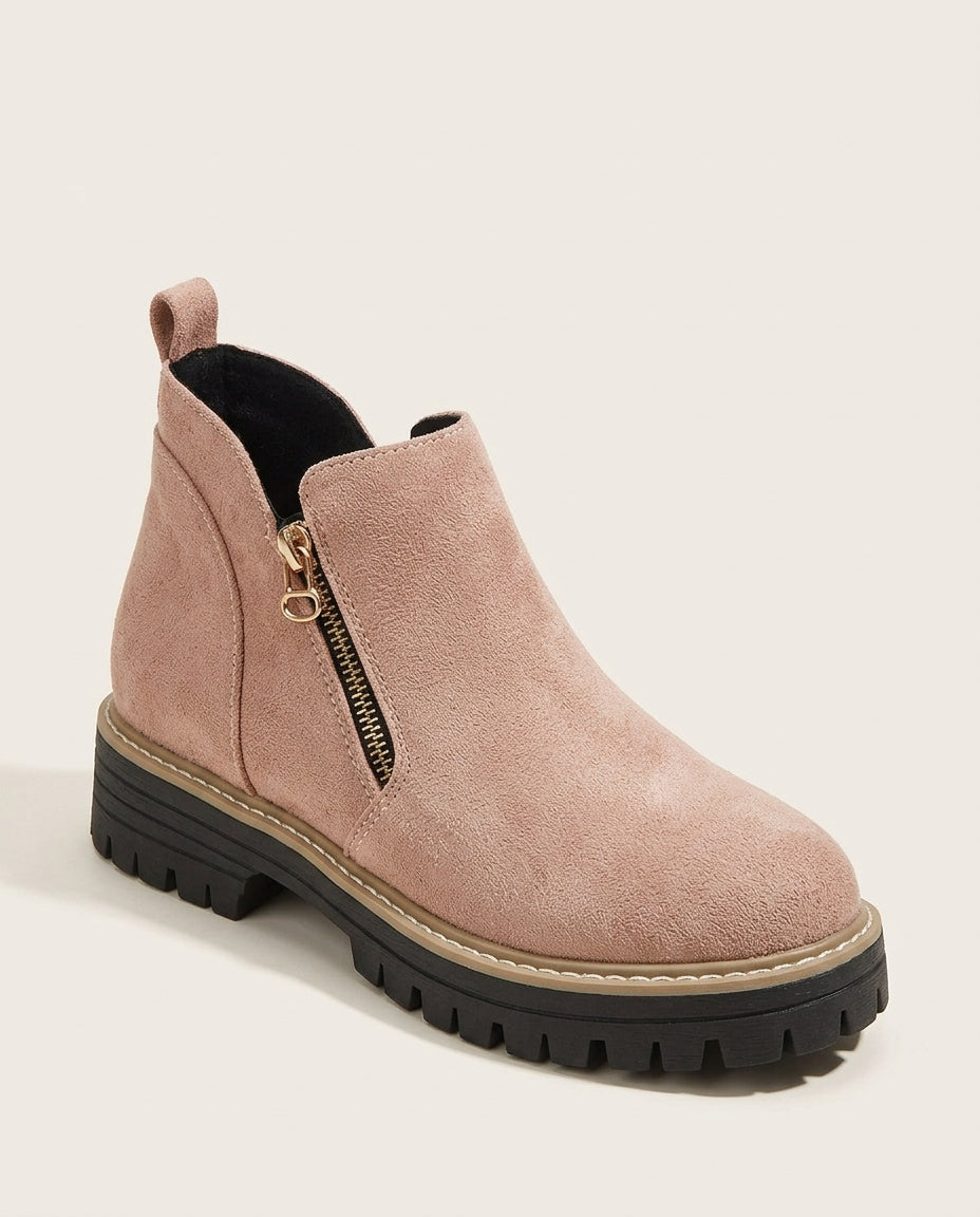 Rosa | Chunky Sole Zip Ankle Boots