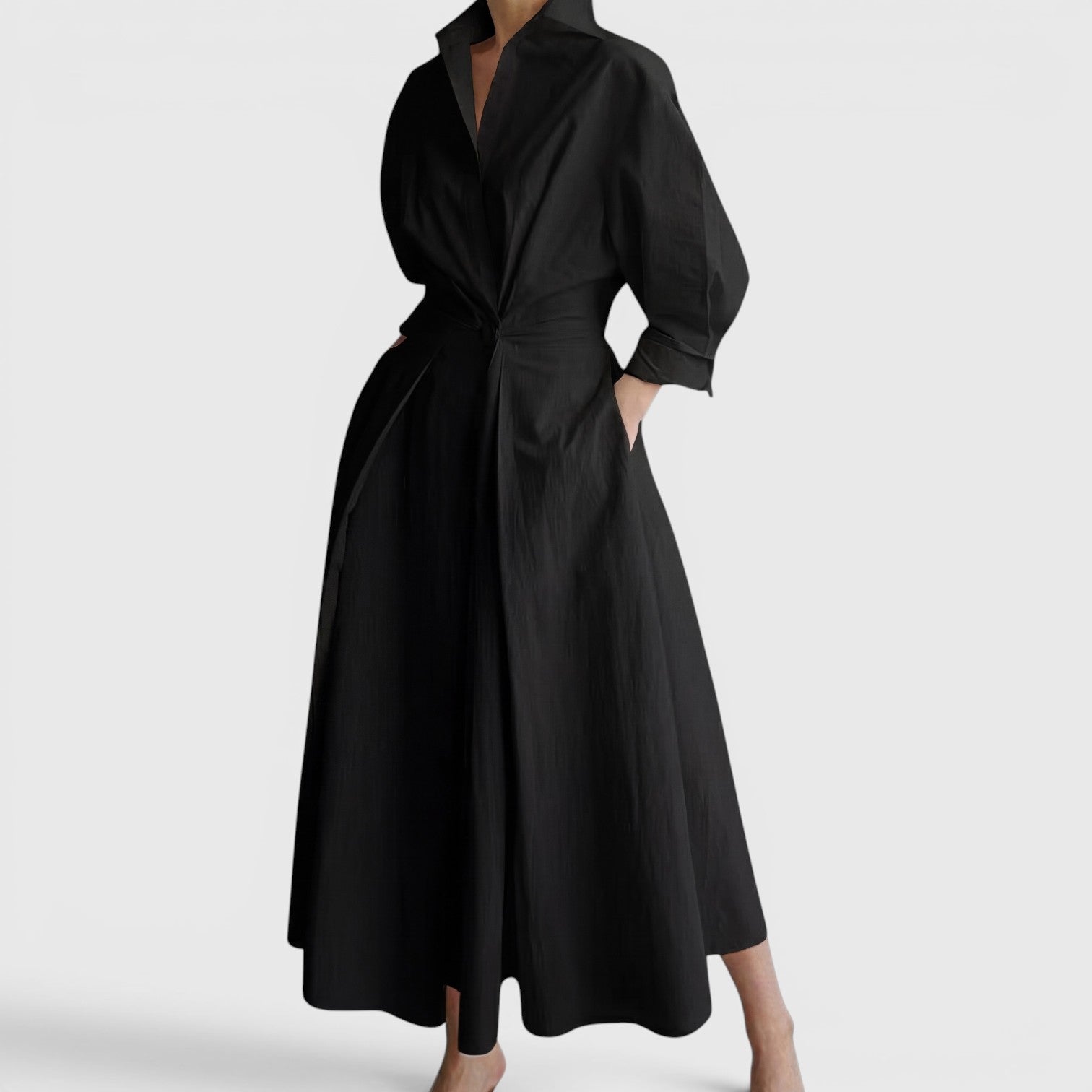 Della | Collared Wrap Front A-Line Maxi Dress