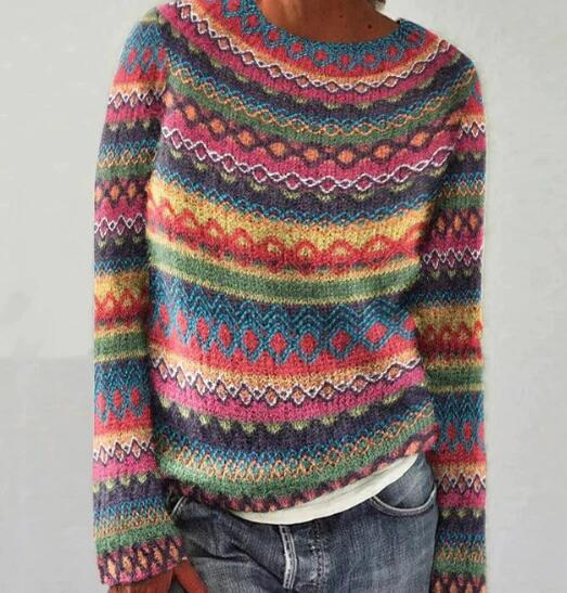 Pippa | Rainbow Stripe Crew Neck Knit Jumper