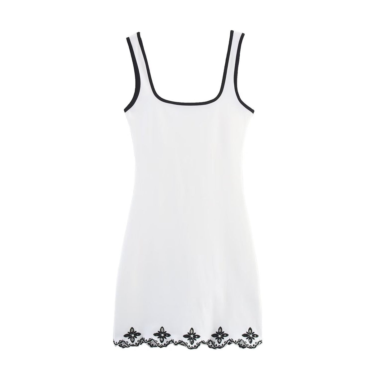 Xenia | Scalloped Contrast Trim Sleeveless Mini Dress
