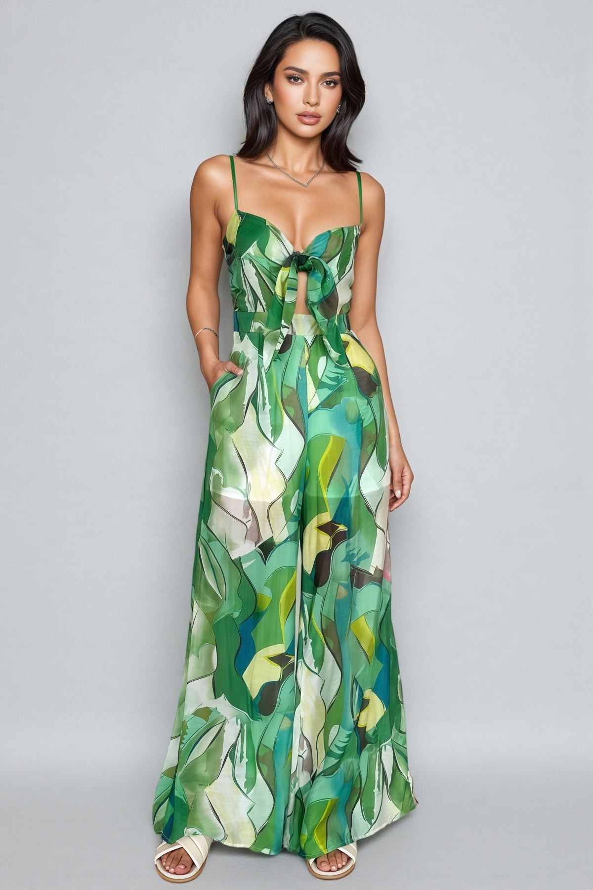 Paola | Halter Bow Printed Jumpsuit