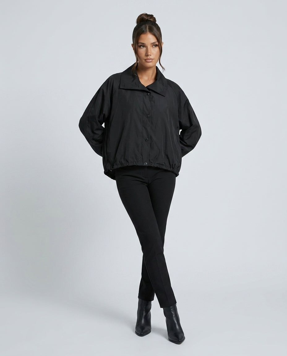 Edda | High Neck Zip Front Puff Sleeve Jacket