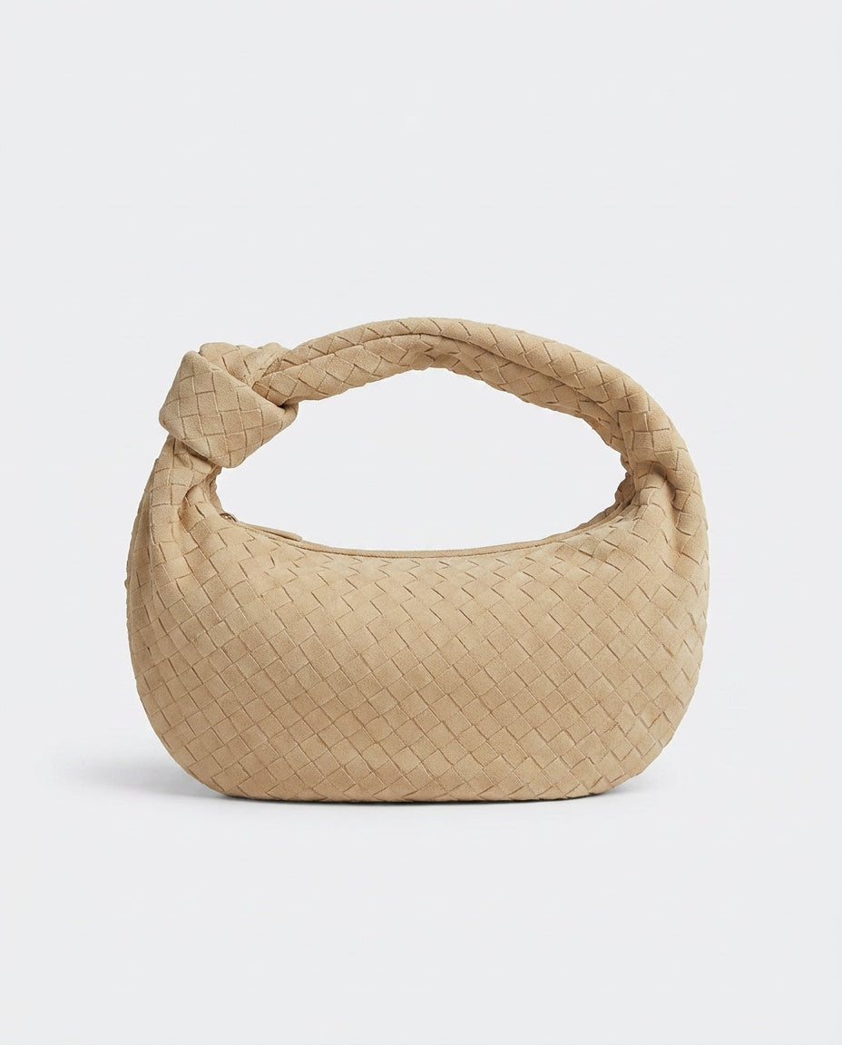 Woven Vegan Suede Knot Detail Bag