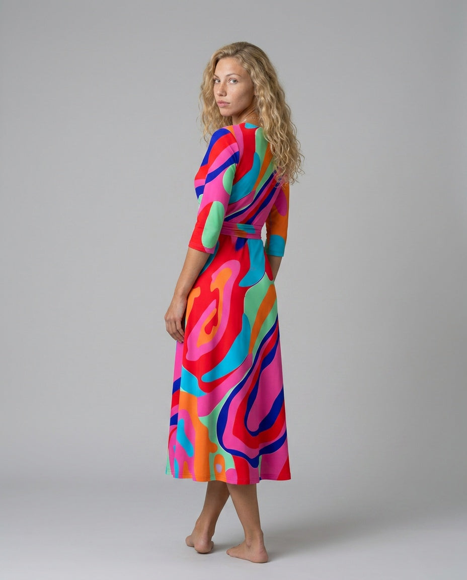 Celine | Cross Wrap Neck Midi Dress
