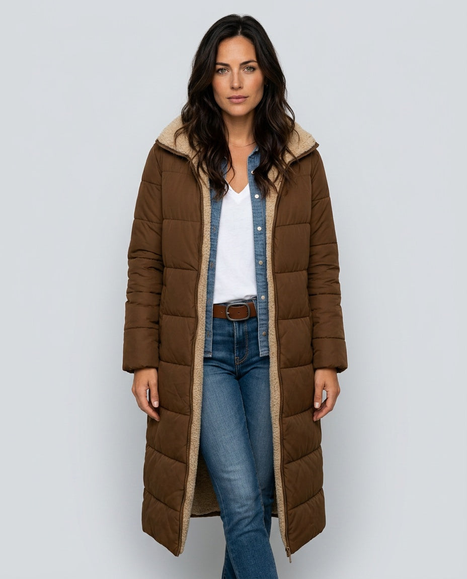 Mariana | Hooded Longline Quilted Puffer Coat