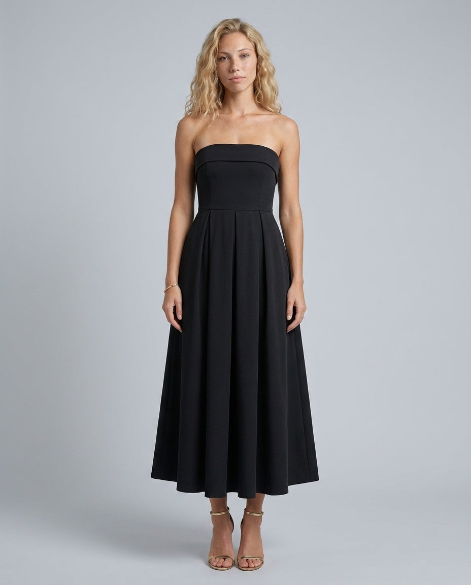 Stella | Strapless Structured Bodice Midi Dress