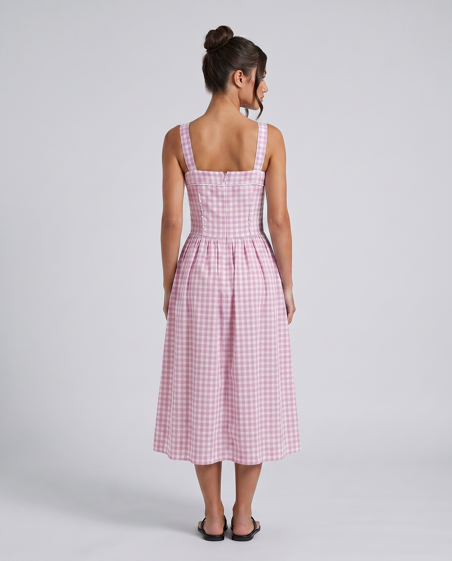 Arixa | Midi Dress with Square Neck and Front Pockets