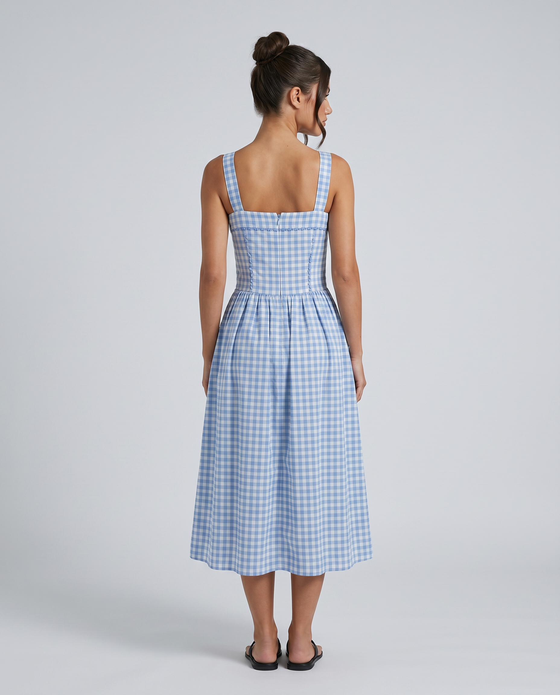 Arixa | Midi Dress with Square Neck and Front Pockets