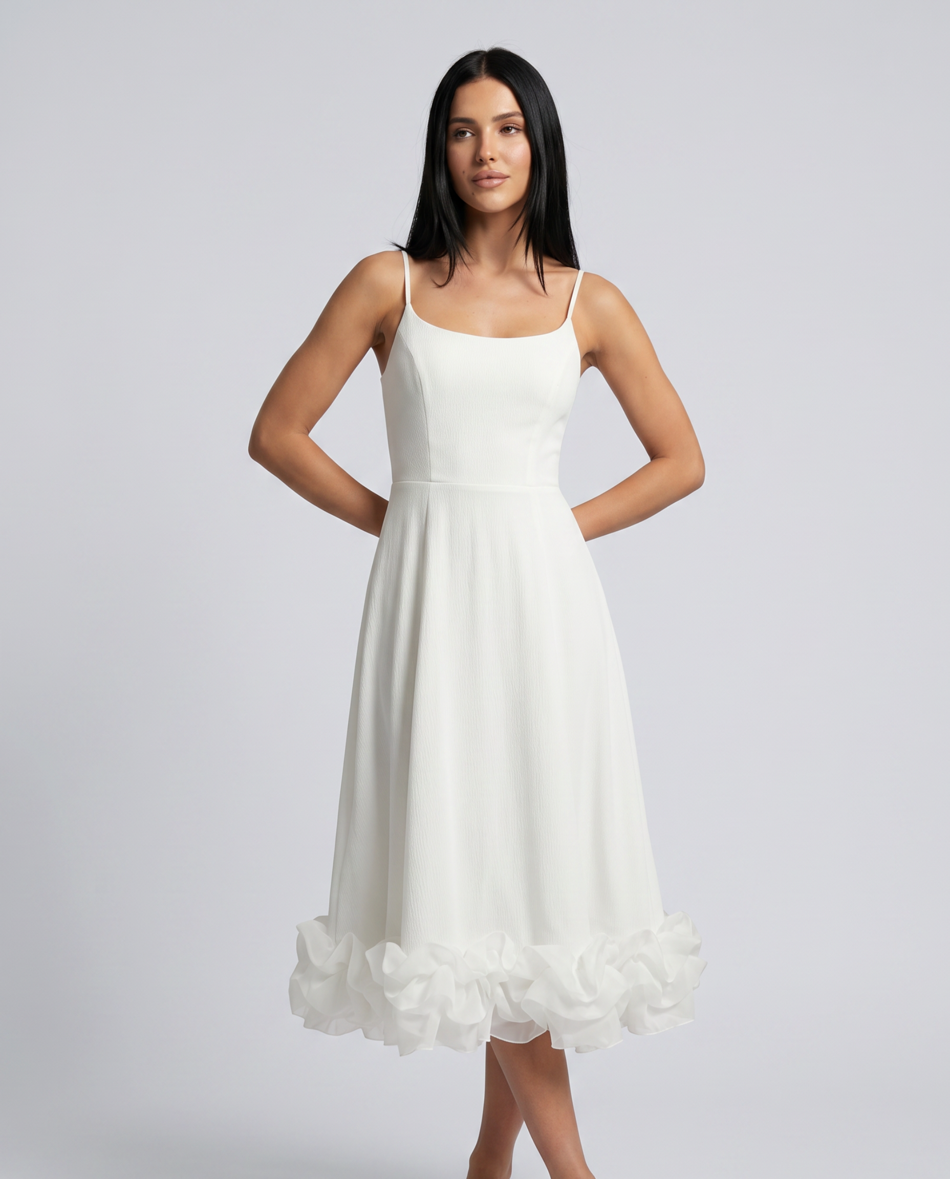 zariah midi dress Women's Ruffle Hem Midi Dress Spaghetti Strap Zariah