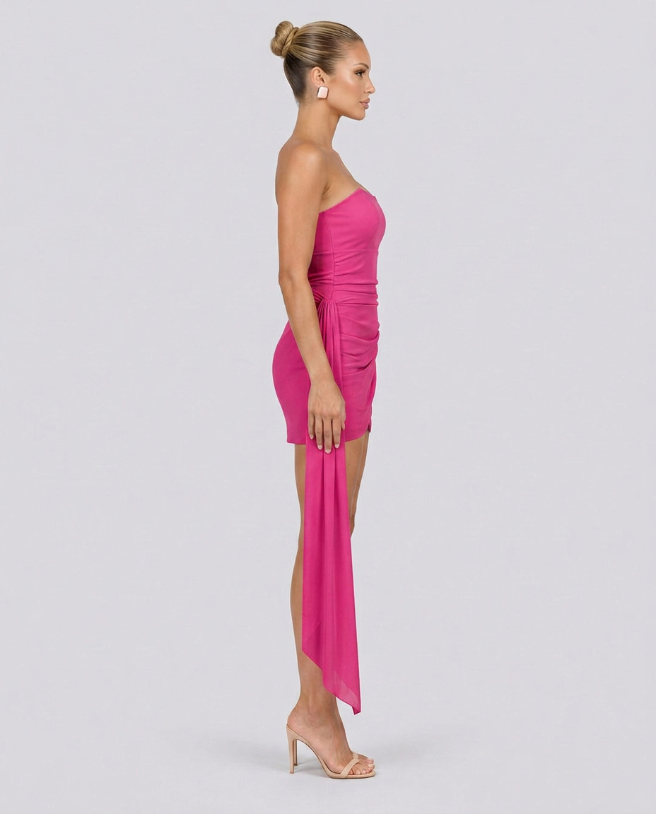Colette | Strapless Mini Dress with Ruched Sash Detail