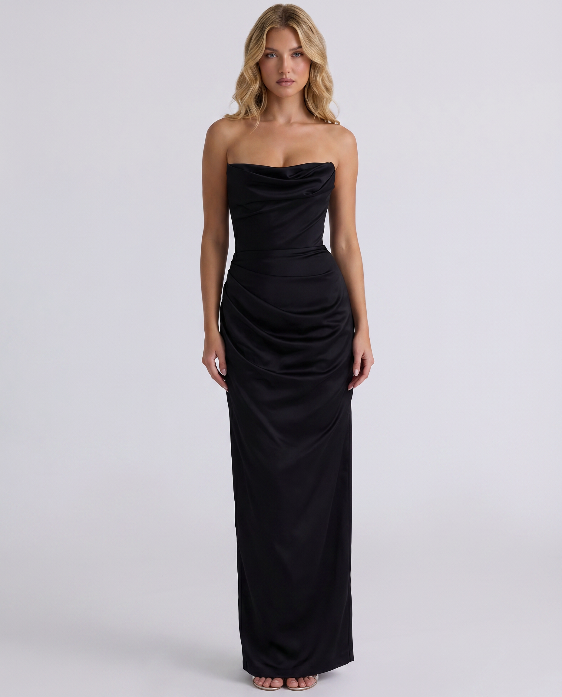Molly | Strapless Maxi Dress with Draped Detail