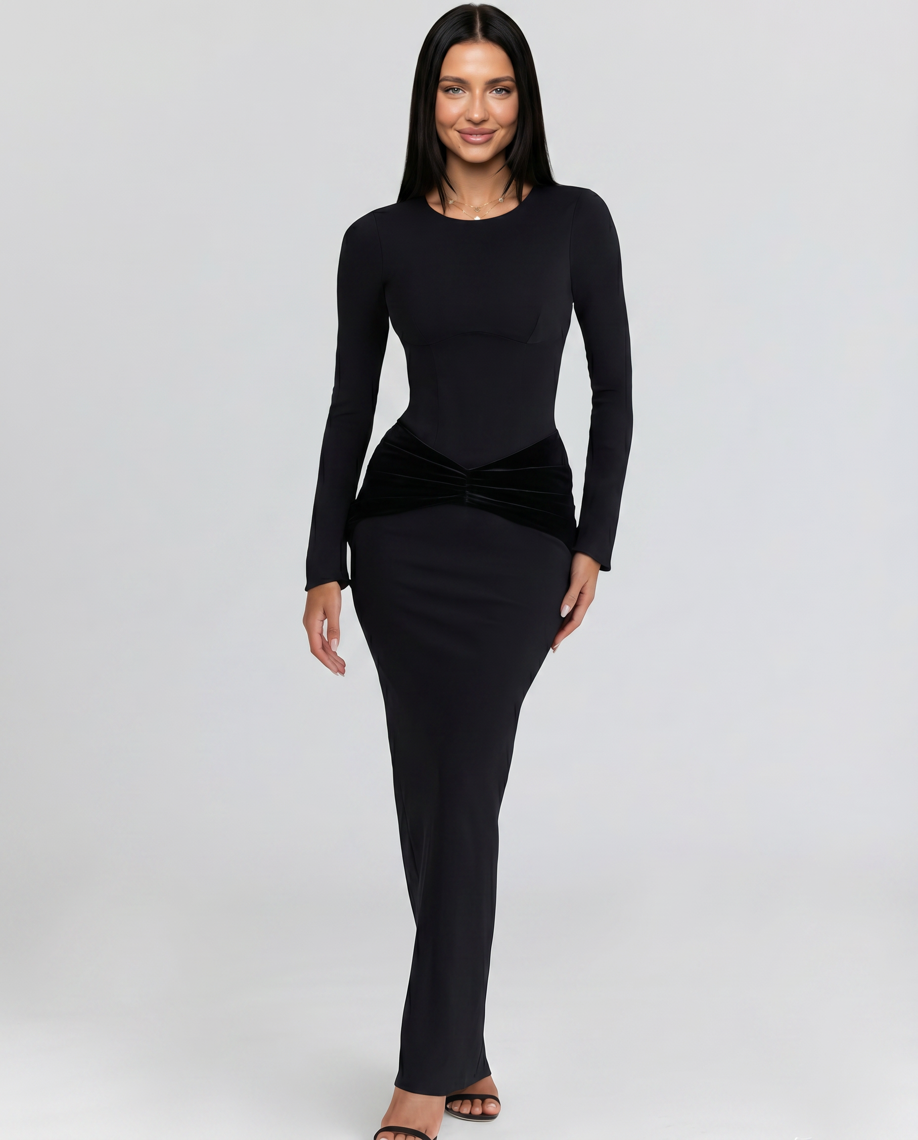 Teresa | Maxi Dress with Long Sleeves and Gathered Waist
