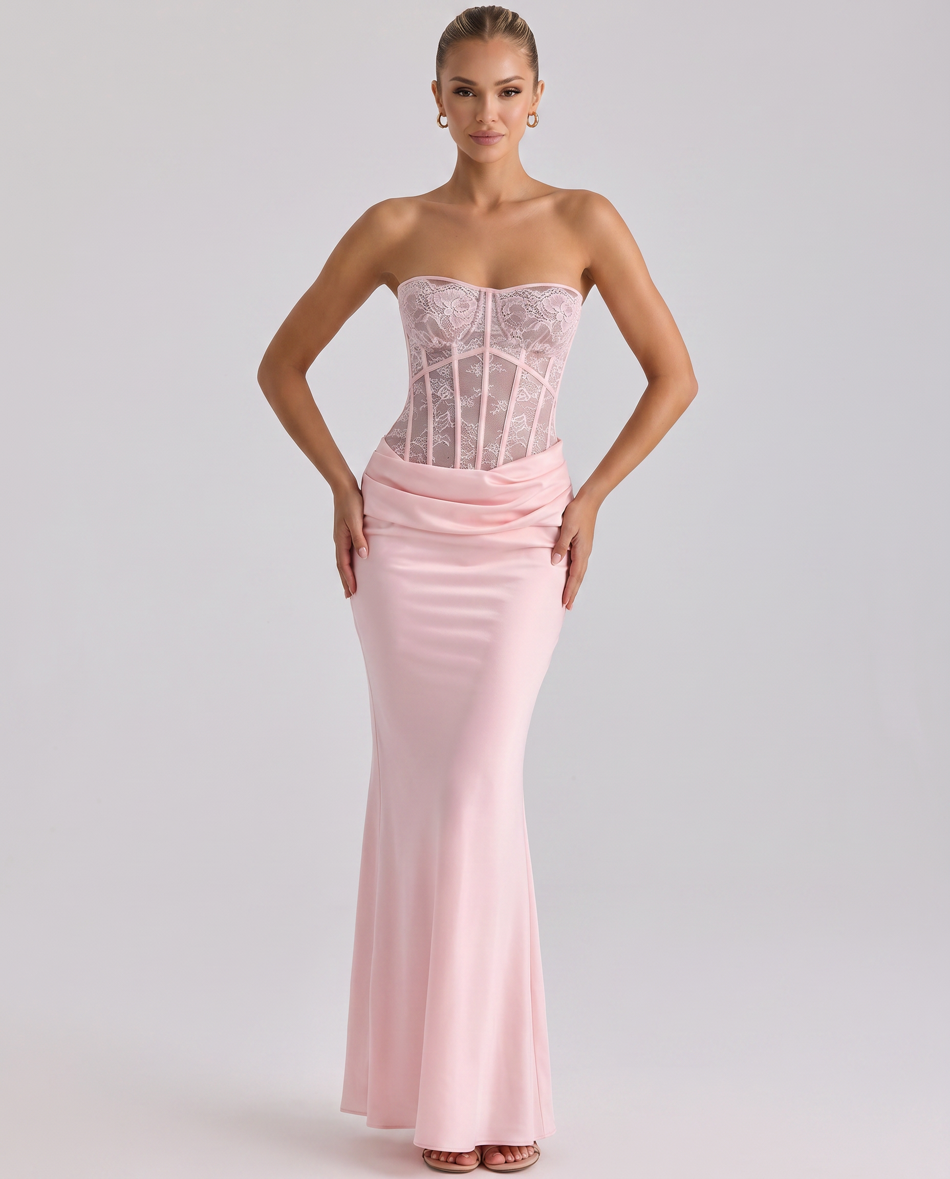 Josefina | Maxi Corset Dress with Lace Bodice and Satin Skirt