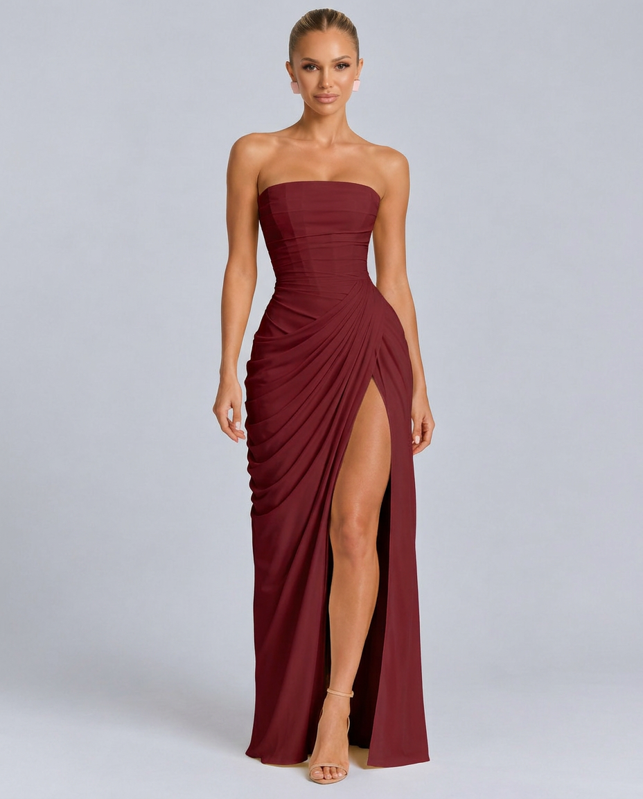 Deanne | Strapless Maxi Dress with Corset Bodice