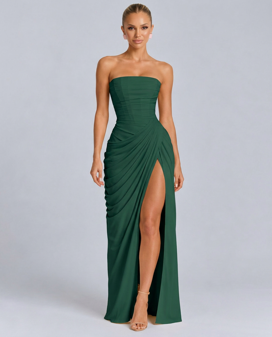 Deanne | Strapless Maxi Dress with Corset Bodice