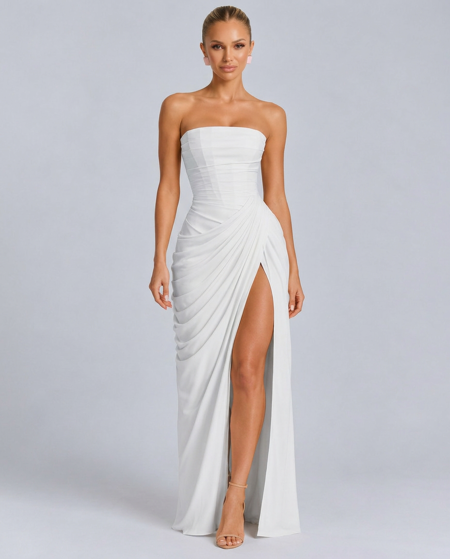Deanne | Strapless Maxi Dress with Corset Bodice