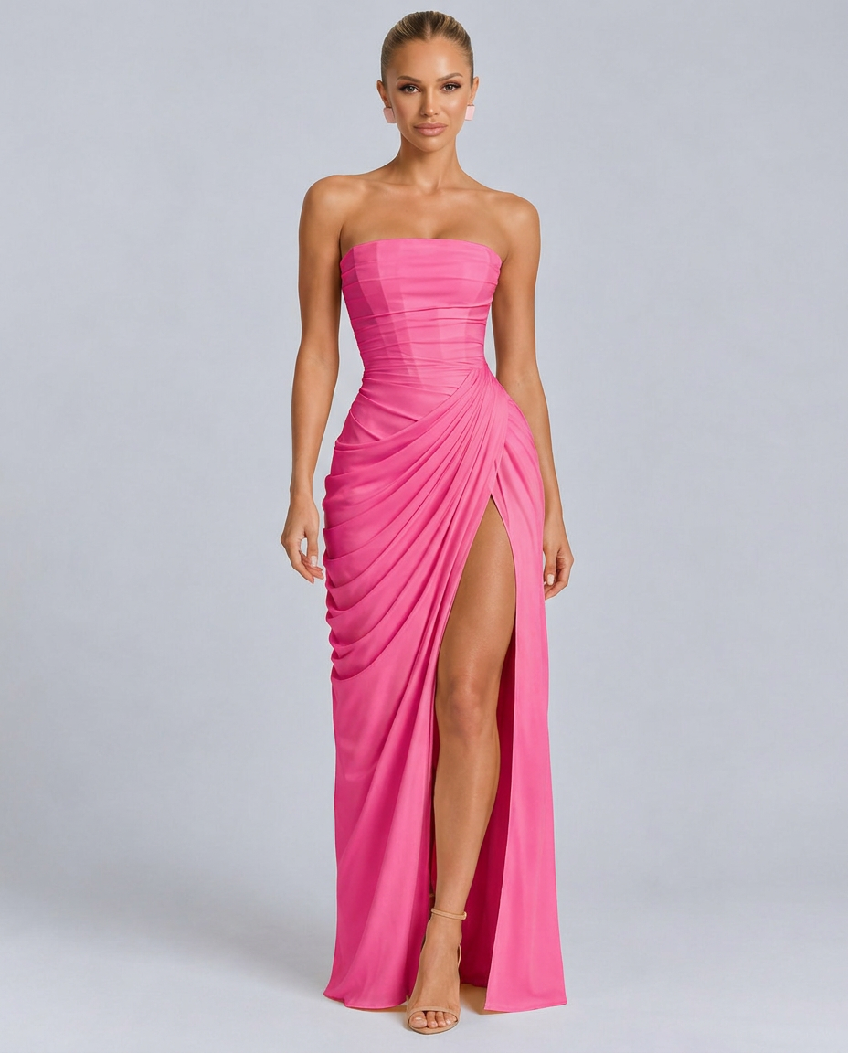 Deanne | Strapless Maxi Dress with Corset Bodice
