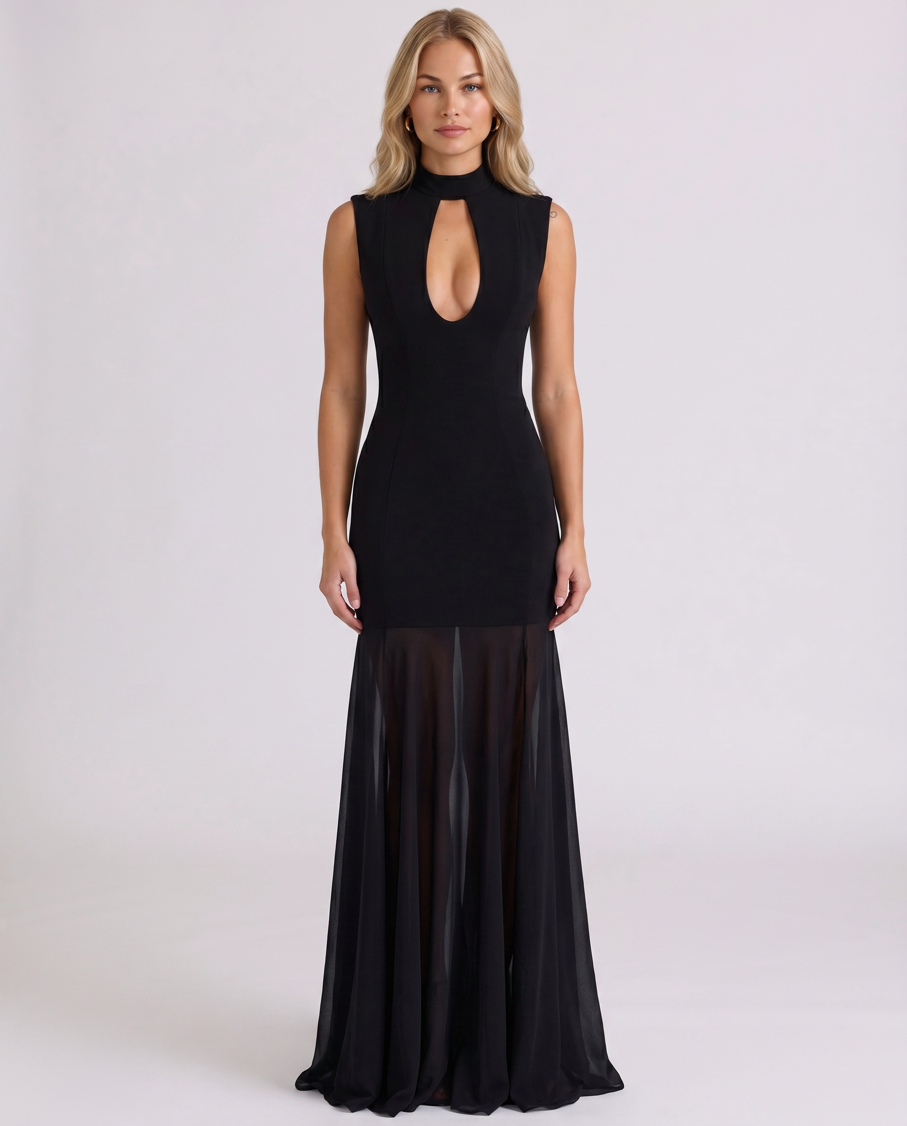 keyhole front maxi dress keyhole front maxi dress Women's Meant for This Ivory Openwork Lace Long Sleeve Maxi Dress