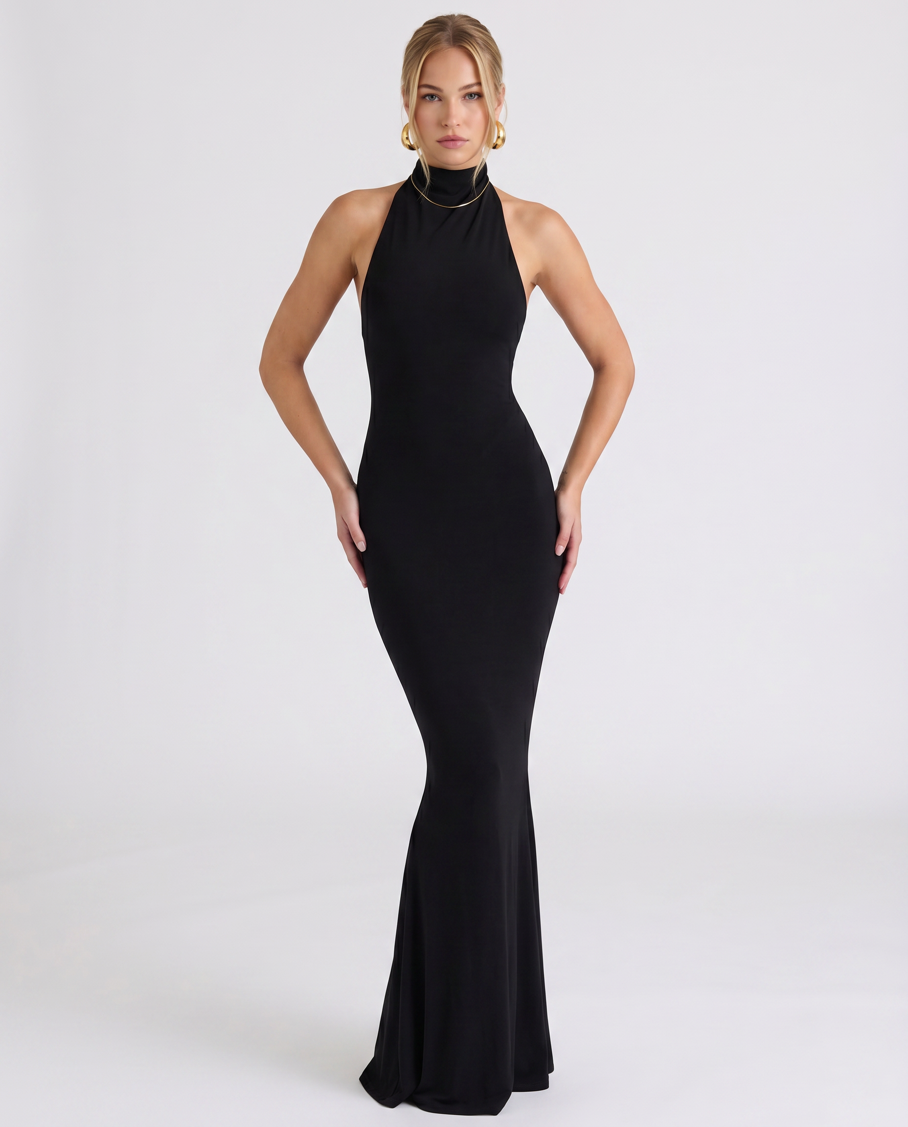 Alyssa | Backless Maxi Dress with Halter Neck