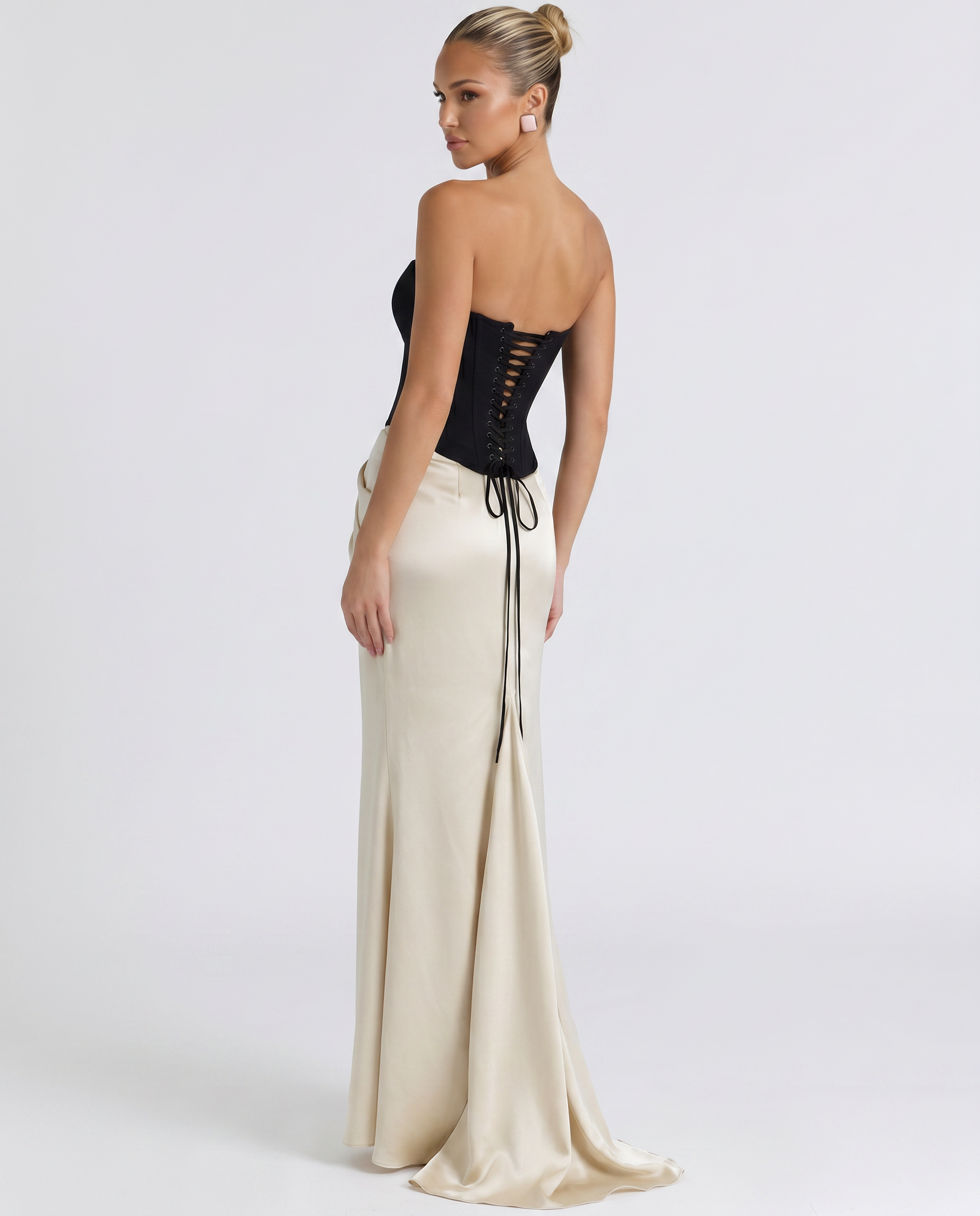 Liza | Maxi Dress with Corset Bodice and Draped Skirt