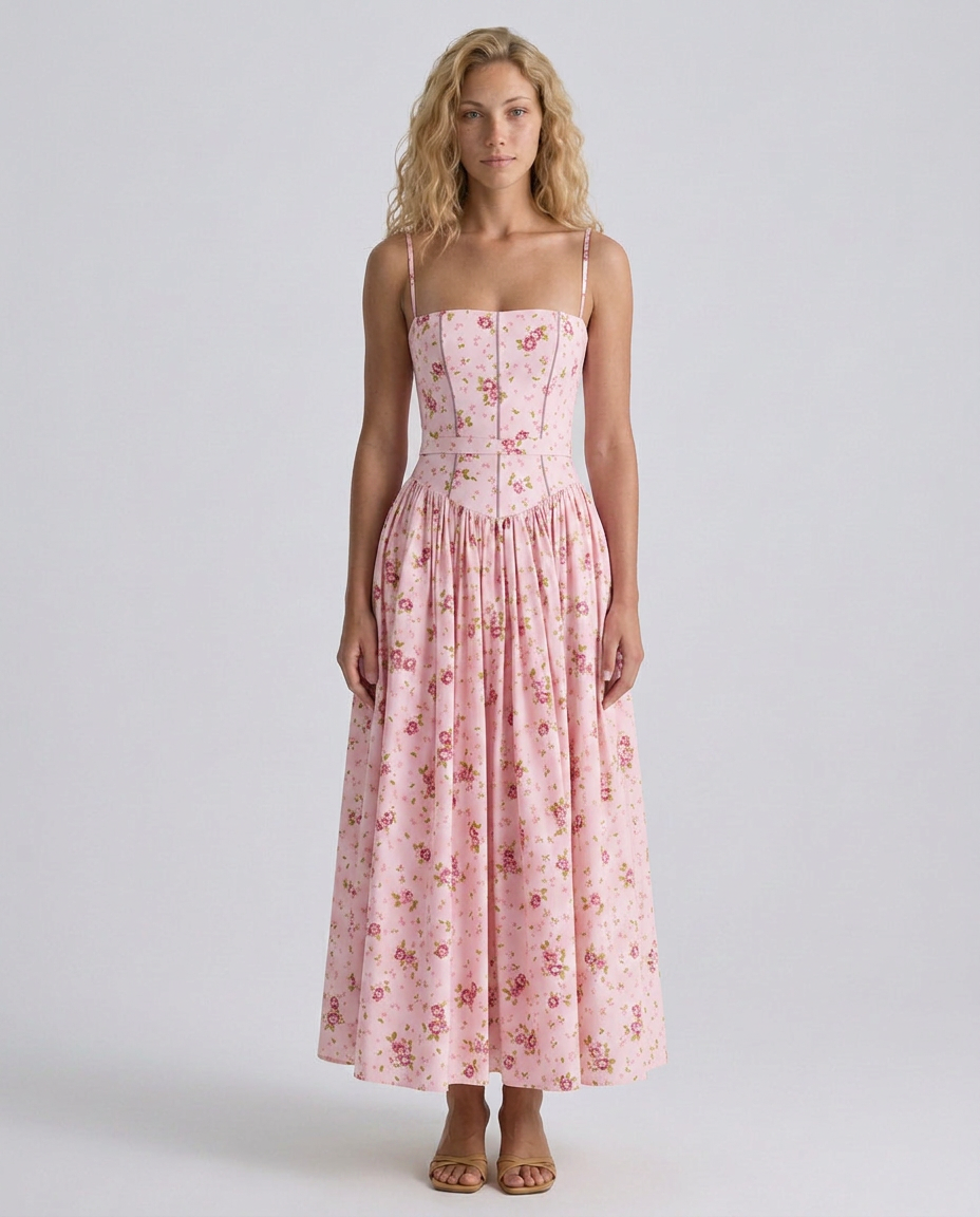 Elinor | Midi Sundress with Lace-Up Back