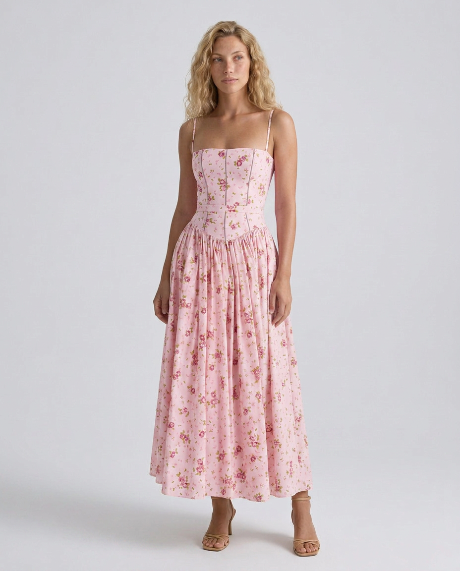 Elinor | Midi Sundress with Lace-Up Back